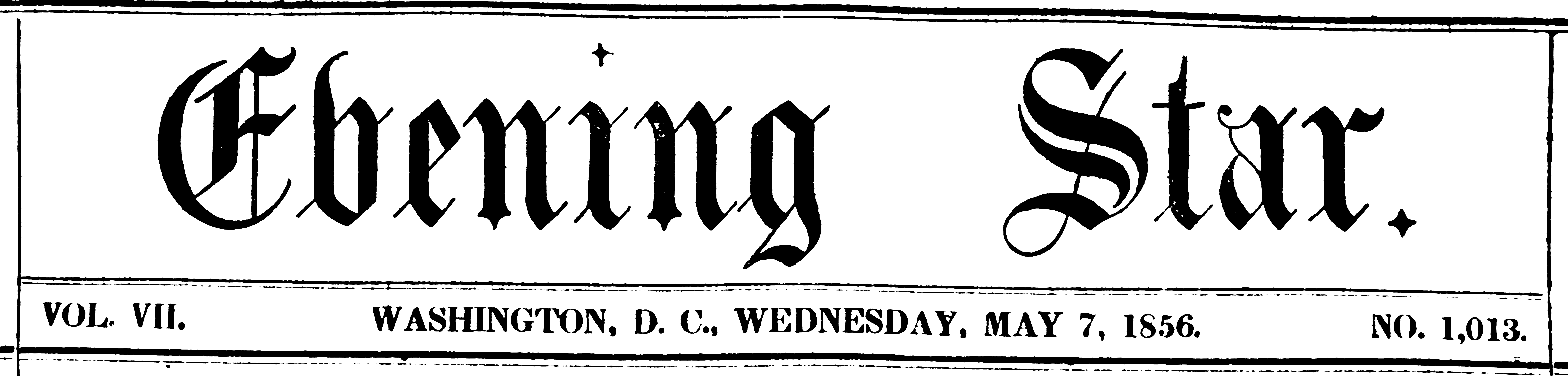Washington Evening Star, May 7, 1856.