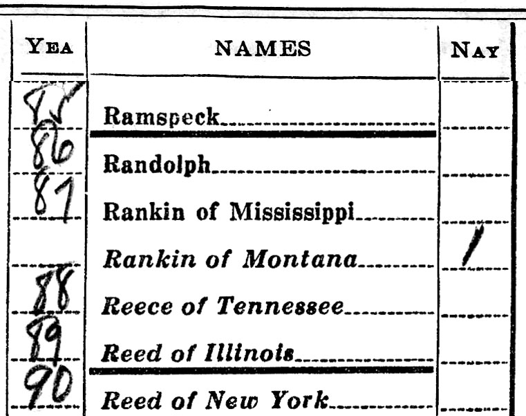 Rankin of Montana - Nay