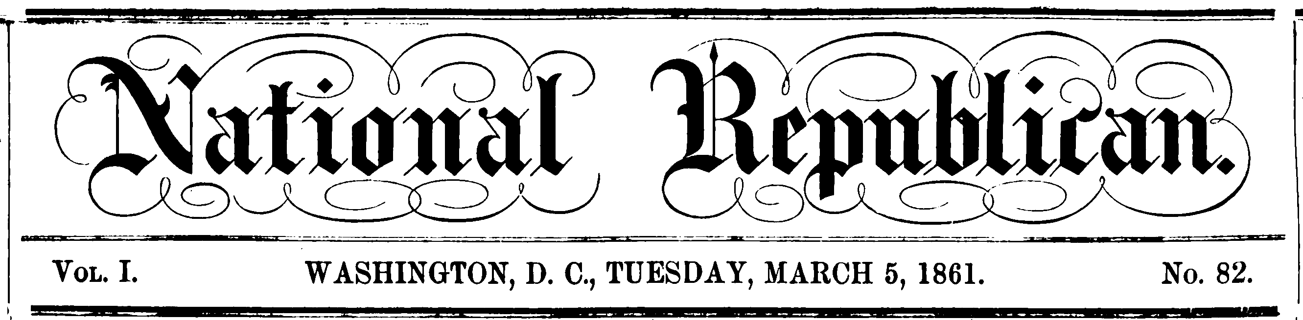 The National Republican, Tuesday March 5, 1861.